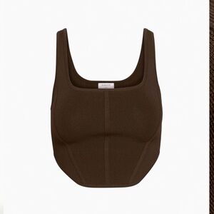Aritzia Babaton Sculpt Knit Bustier Tank in Coffee Bean